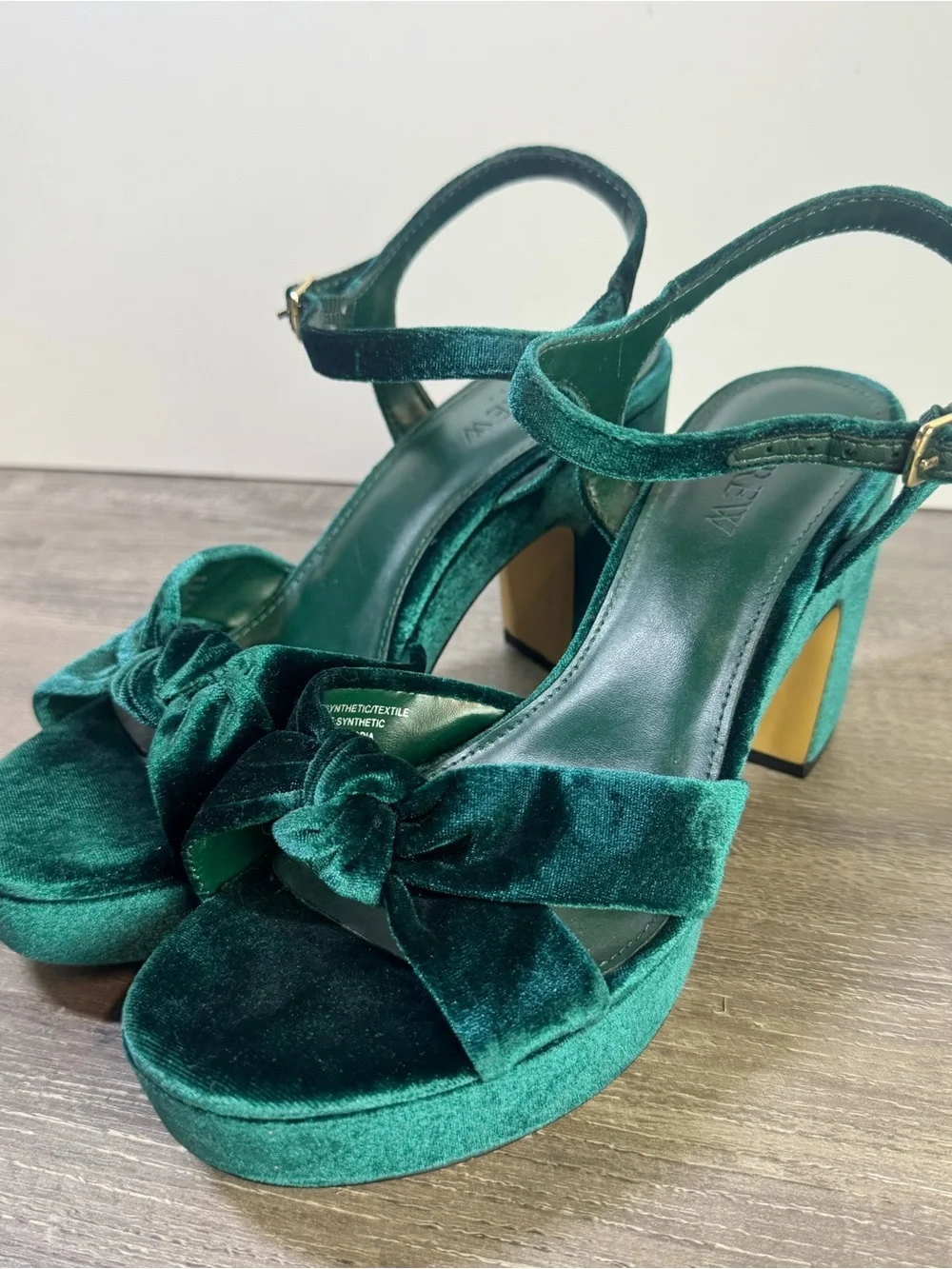 J. Crew Blue green Velvet Penny Knot Block Heel Sandals 6.5